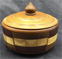 Carved Wooden Bowl with Lid