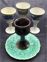 Ceramic Goblets and Plate