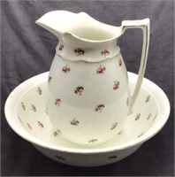 English Porcelain Wash Bowl and Pitcher