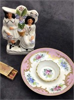 Staffordshire Figurine, Plate, and Vintage Matche