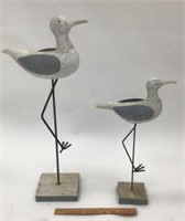 Two Carved Wood Shorebirds
