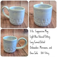 Light Blue Cappuccino Mug With Lacey Detail