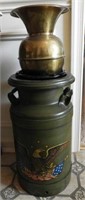 Brass spittoon and painted double handled milk