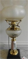 Antique frosted font table lamp with hand