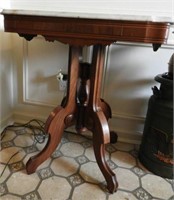 Victorian Walnut highly carved marble top parlor