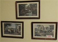(3) framed Currier and Ives prints: