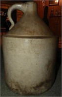 Primitive two gallon stoneware handled whiskey