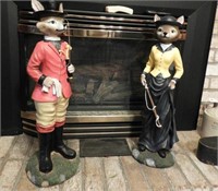 Figural male and female fox figurines 26” each