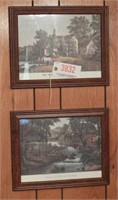 Set of (4) Currier and Ives framed prints