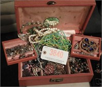 Jewelry box and contents to include: broaches,
