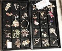 (2) Traylots of costume jewelry matched earrings