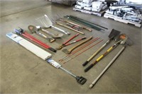 Barrel w/Assorted Shovels & Yard Tools