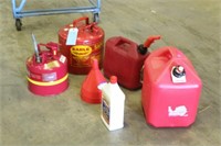 (2) Metal Safety Fuel Cans, (2) Plastic Fuel Cans