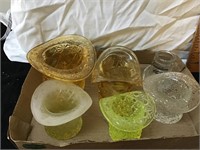 Yellow and clear glass hats 6 total