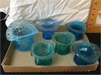 6 Blue and Teal glass hats