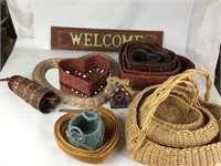 11 Heart Baskets/Welcome Sign & Birdhouse