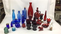 Large Red & Blue Glass Lot