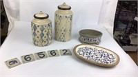 2 Blue & White Porcelain Jars/Planter & More