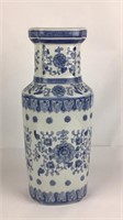 Asian Inspired Blue & White Porcelain Vase