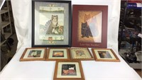 7 Framed Cat Prints