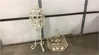 Basket & Bird Cage Painted Metal Plant Stands