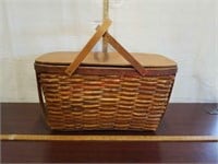 Vintage large  picnic basket & contents.