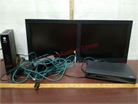 Systemax dual monitor, modem/router, analog tv