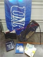 Kearney High Ping golf bag, UNK flag, yearbooks