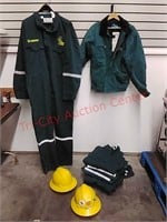 8-Summit coveralls, jacket and hard hats, size XL