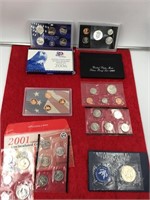 Assortment of coins sets including 1974 S Eisenhow