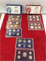 Lot of 4 proof sets, 2008 proof,  2005 S silver pr