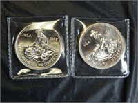 1984 & 1986 1 OZT Fine Silver Rounds Prospector