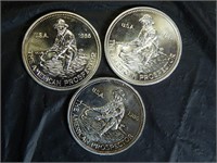 1986 x 2 & 1985 1 OZT Fine Silver Rounds Prospecto