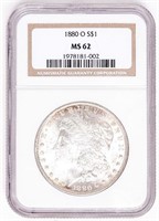 Coin 1880-O Morgan Silver Dollar - NGC MS62