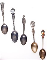 Lot of Five Vintage Sterling Silver Souvenir Spoon