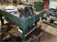 Wood Workbench w/ Vise & Misc