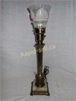 Antique Brass & Stone Table Lamp