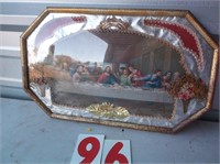 last supper religous in dome glass tin back frame