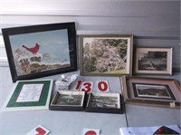 large lot of pics hand painted red cardinal etc