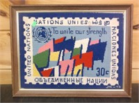 framed knit stitch nations united 14x18