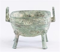 Chinese Bronze Four-Leg Ding Vessel