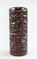Chinese Rosewood Carved Brush Pot