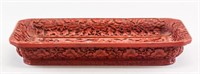 Chinese Red Cinnabar Lacquer Dragon Tray