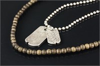Chinese Silver Necklace and Eagle Wood Necklace