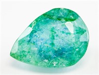 7.70ct Pear Cut Green Natural Emerald GGL