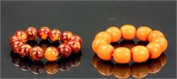 Two Assorted Chinese Agate and Amber Bracelet