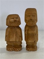 Pair of vintage hand carved wooden hippies