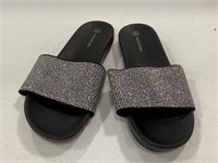 Women’s size 10 black rhinestone slides