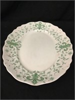 Antique Green and White Oval Scalped Platter