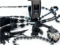 Black Glass & Hematite Jewelry